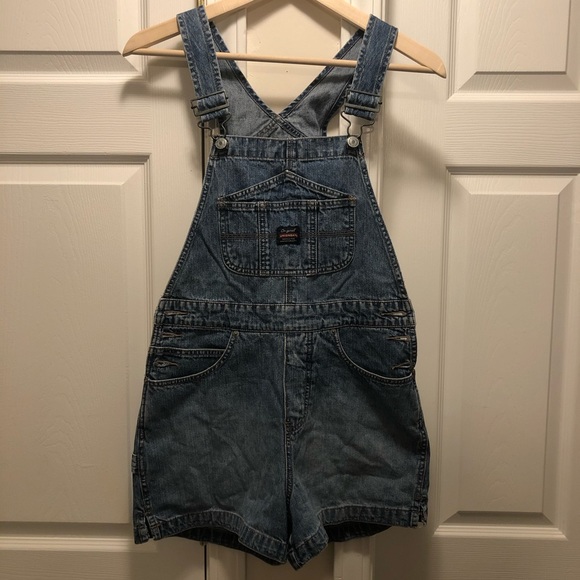 unionbay mario medium wash denim overall shorts